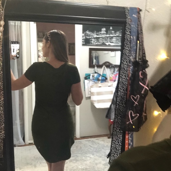 Army green tshirt dress - Picture 3 of 4